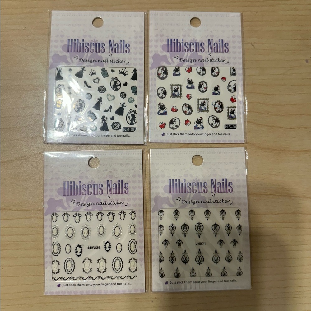 Hibiscus Nails Black and White Nail Art Stickers